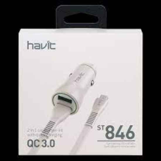 Imagen de Cargador HAVIT P/ AUTO CON CABLE MICRO USB 