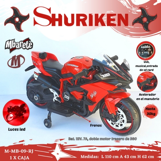 Imagen de Moto Shuriken Electrica Rojo 