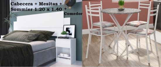 Imagen de Cabecera + Mesitas + Sommier +  Mesa y 4 sillas