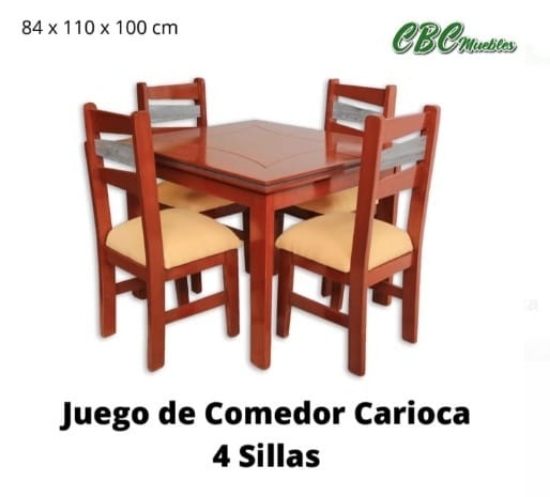 Imagen de Juego de Comedor Carioca de 4 sillas 