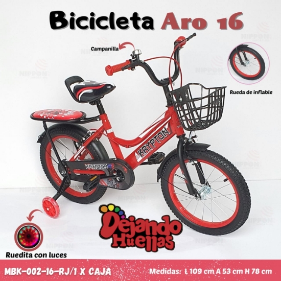 Imagen de Bicicleta Aro 16 Kripton color Rojo