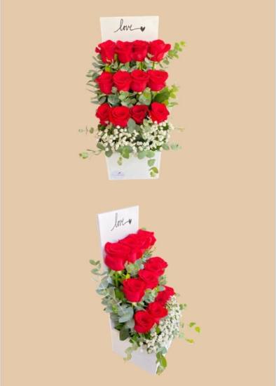 Imagen de Arreglo de flores - Caja de madera con 12 rosas