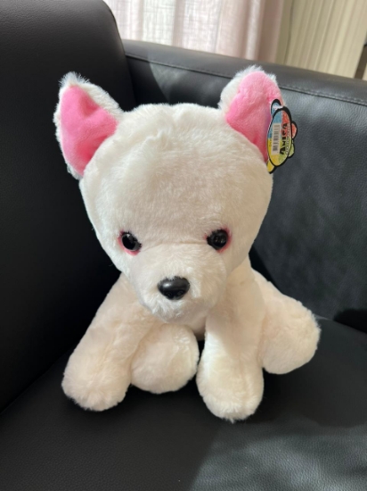 Imagen de Peluche de perrito con orejas rosadas