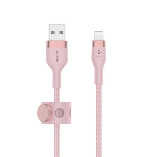 Cable Belkin Boostcharge Pro Flex 3M USB-A/Lightning Silicona Rosa CAA010BT3MPK